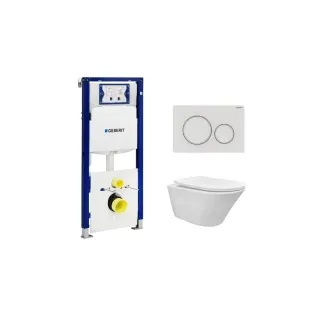 Geberit UP320 Toilet set - Vesta tornado flush wall-mounted toilet rimless with shade toilet seat softclose and quick release gloss white - Sigma 20 control plate matt white