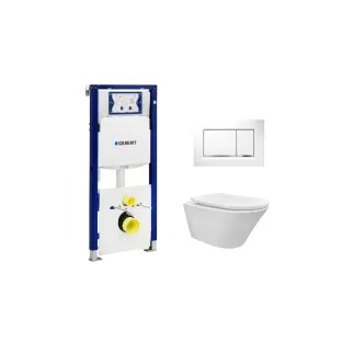 Geberit UP320 Toilet set - Vesta tornado flush wall-mounted toilet rimless with shade toilet seat softclose and quick release gloss white - Sigma 30 control plate gloss white