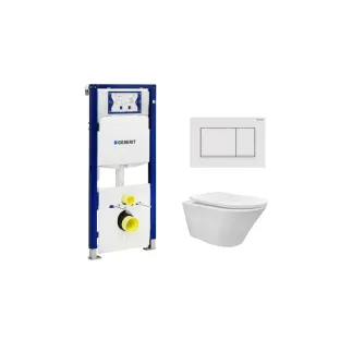 Geberit UP320 Toilet set - Vesta tornado flush wall-mounted toilet rimless with shade toilet seat softclose and quick release gloss white - Sigma 30 control plate matt white