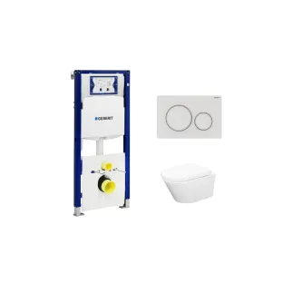 Geberit UP320 Toilet set - Vesta wall-mounted toilet rimless with toilet seat softclose and quick release gloss white - Sigma 20 control plate matt white