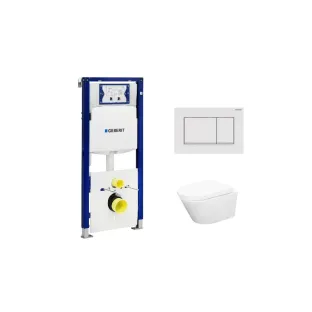 Geberit UP320 Toilet set - Vesta wall-mounted toilet rimless with toilet seat softclose and quick release gloss white - Sigma 30 control plate matt white