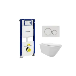 Geberit UP320 Toilet set - Stereo wall-mounted toilet with shade toilet seat gloss white softclose - Sigma 20 control plate matt white