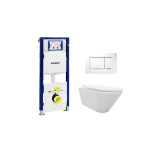 Geberit UP320 Toilet set - Stereo wall-mounted toilet with shade toilet seat gloss white softclose - Sigma 30 control plate gloss white