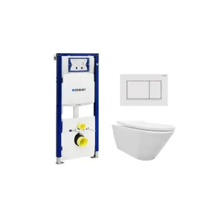 Geberit UP320 Toilet set - Stereo wall-mounted toilet with shade toilet seat gloss white softclose - Sigma 30 control plate matt white