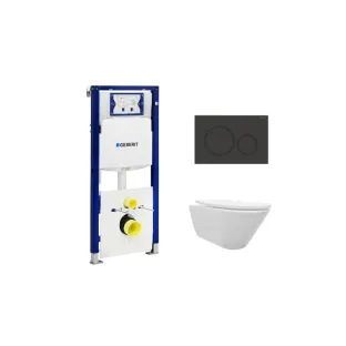 Geberit UP320 Toilet set - Stereo wall-mounted toilet with shade toilet seat matt white softclose - Sigma 20 control plate matt black