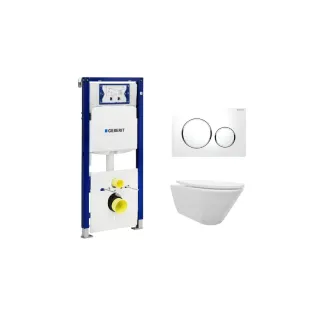 Geberit UP320 Toilet set - Stereo wall-mounted toilet with shade toilet seat matt white softclose - Sigma 20 control plate white