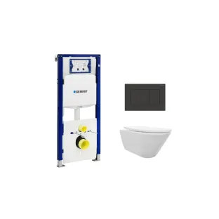 Geberit UP320 Toilet set - Stereo wall-mounted toilet with shade toilet seat matt white softclose - Sigma 30 control plate matt black