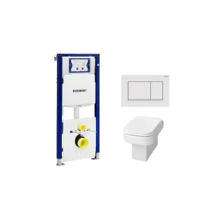 Geberit UP320 Toilet set - Carre wall-mounted toilet with toilet seat deep flush white softclose - Sigma 30 control plate matt white