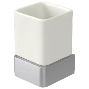 Haceka Aline Single Cup Holder Brushed Aluminum Ceramic