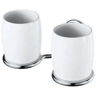 Haceka Allure Double Cup Holder Chrome Ceramic