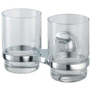 Haceka Aspen Double Cup Holder Glass Chrome