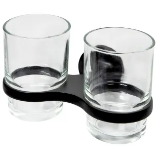 Haceka Aspen Double Cup Holder Glass Black