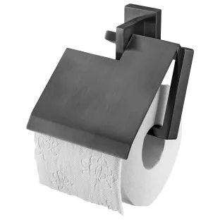 Haceka Edge Toilet Roll Holder with Lid Gunmetal (Graphite)