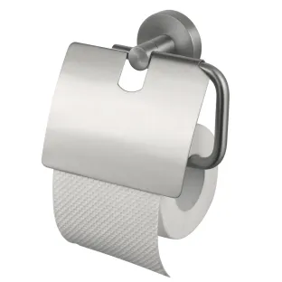 Haceka Kosmos Toilet Roll Holder with Lid Brushed Stainless Steel