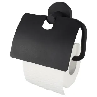 Haceka Kosmos Toilet Roll Holder with Lid Matte Black