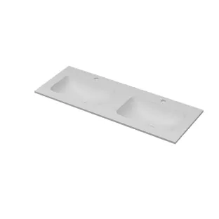 INK Aspekt Double washbasin - 2 sinks - 2 tap holes - 120x45x1.5 cm - Matt white porcelain