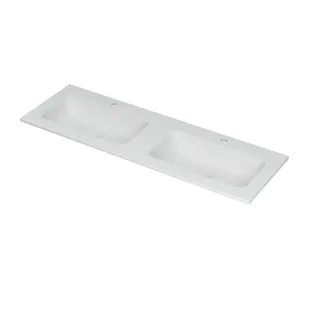 INK Aspekt Double washbasin - 2 sinks - 2 tap holes - 140x45x1.5 cm - Porcelain matt white