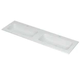 INK Aspekt Double washbasin - 2 sinks - 2 tap holes - 160x45x1.5 cm - Matt white porcelain