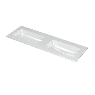 INK Aspekt Double washbasin - 2 sinks - without tap hole - 140x45x1.5 cm - Porcelain gloss white