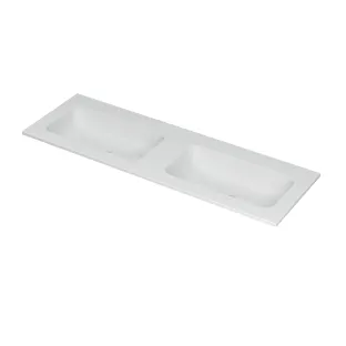 INK Aspekt Double washbasin - 2 sinks - without tap hole - 140x45x1.5 cm - Matt white porcelain