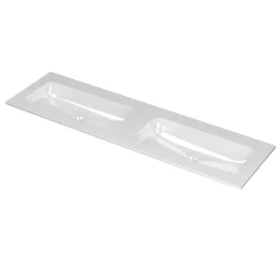 INK Aspekt Double washbasin - 2 sinks - without tap hole - 160x45x1.5 cm - Porcelain gloss white