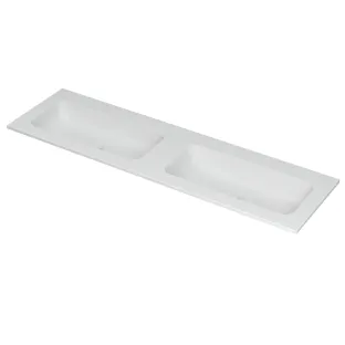 INK Aspekt Double washbasin - 2 sinks - without tap hole - 160x45x1.5 cm - Matt white porcelain