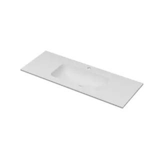 INK Aspekt Washbasin center - 1 sink - 1 tap hole - 120x45x1.5 cm - Porcelain matt white