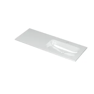 INK Aspekt Washbasin right - 1 sink - 1 tap hole - 120x45x1.5 cm - Porcelain gloss white