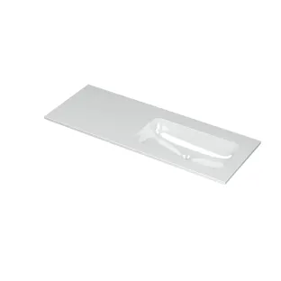 INK Aspekt Washbasin right - 1 sink - without tap hole - 120x45x1.5 cm - Porcelain gloss white