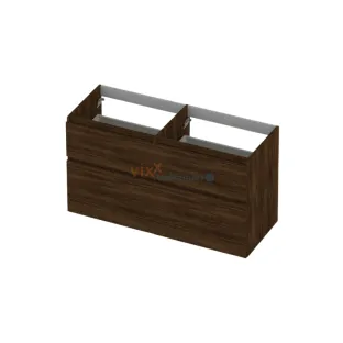 INK asymmetrical washbasin cabinet - 4 drawers - handleless - wooden frame - 120x45x65 cm - Copper oak