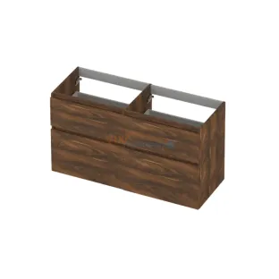 INK asymmetrical washbasin cabinet - 4 drawers - handleless - wooden frame - 120x45x65 cm - Walnut