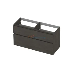 INK asymmetrical washbasin cabinet - 4 drawers - handleless - wooden frame - 120x45x65 cm - Primeval grey