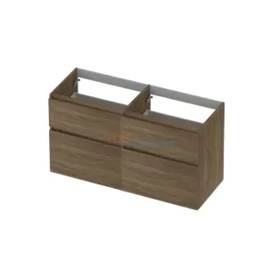 INK asymmetrical washbasin cabinet - 4 drawers - handleless - wooden frame - 120x45x65 cm - Pure oak