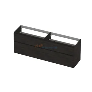 INK asymmetric washbasin cabinet - 4 drawers - handleless - wooden frame - 180x45x65 cm - Charcoal oak