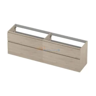 INK asymmetrical washbasin cabinet - 4 drawers - handleless - wooden frame - 180x45x65 cm - Ivory oak