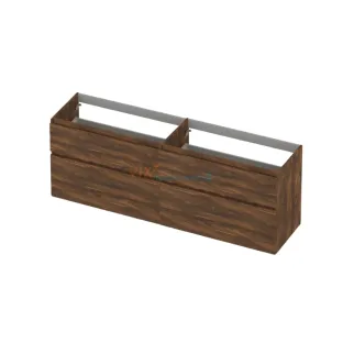 INK asymmetrical washbasin cabinet - 4 drawers - handleless - wooden frame - 180x45x65 cm - Walnut