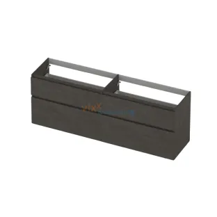 INK asymmetrical washbasin cabinet - 4 drawers - handleless - wooden frame - 180x45x65 cm - Primeval grey