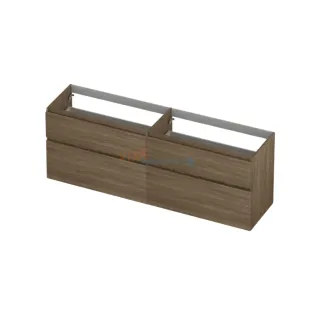 INK asymmetrical washbasin cabinet - 4 drawers - handleless - wooden frame - 180x45x65 cm - Pure oak