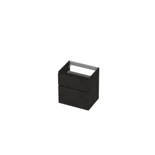 INK asymmetric washbasin cabinet - 2 drawers - handleless - wooden frame - 60x45x65 cm - Charcoal oak