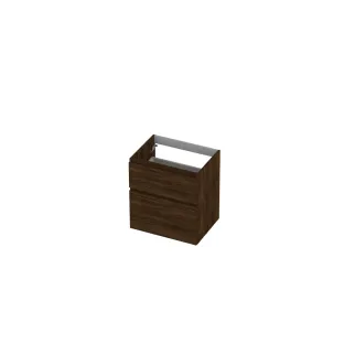 INK asymmetrical washbasin cabinet - 2 drawers - handleless - wooden frame - 60x45x65 cm - Copper oak