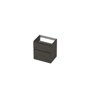 INK asymmetrical washbasin cabinet - 2 drawers - handleless - wooden frame - 60x45x65 cm - Primeval grey