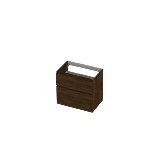 INK asymmetrical washbasin cabinet - 2 drawers - handleless - wooden frame - 70x45x65 cm - Copper oak