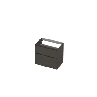 INK asymmetrical washbasin cabinet - 2 drawers - handleless - wooden frame - 70x45x65 cm - Primeval grey