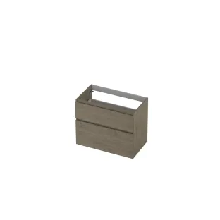 INK asymmetrical washbasin cabinet - 2 drawers - handleless - wooden frame - 80x45x65 cm - Greige oak