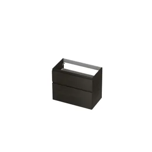 INK asymmetrical washbasin cabinet - 2 drawers - handleless - wooden frame - 80x45x65 cm - Intense oak