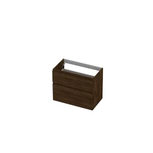 INK asymmetrical washbasin cabinet - 2 drawers - handleless - wooden frame - 80x45x65 cm - Copper oak