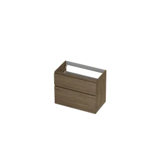 INK asymmetrical washbasin cabinet - 2 drawers - handleless - wooden frame - 80x45x65 cm - Pure oak