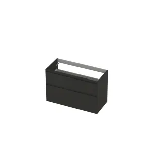 INK asymmetrical washbasin cabinet lacquered - 2 drawers - handleless - 45 degree angles - 100x45x65 cm - Matt anthracite