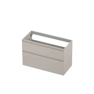 INK asymmetrical washbasin cabinet lacquered - 2 drawers - handleless - 45 degree angles - 100x45x65 cm - Matt cashmere gray