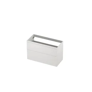 INK asymmetrical washbasin cabinet lacquered - 2 drawers - handleless - 45 degree angles - 100x45x65 cm - Matt white